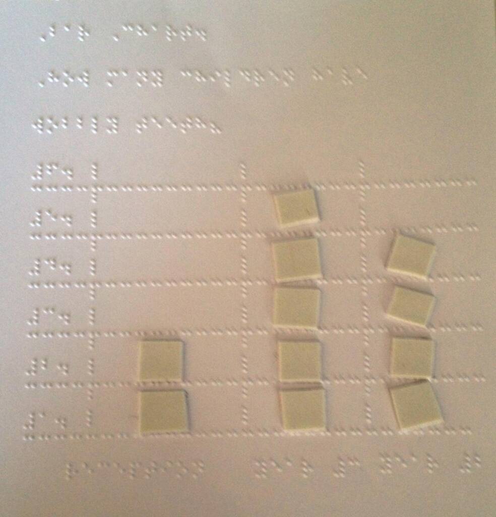 Tactile bar chart with braille and foam squares