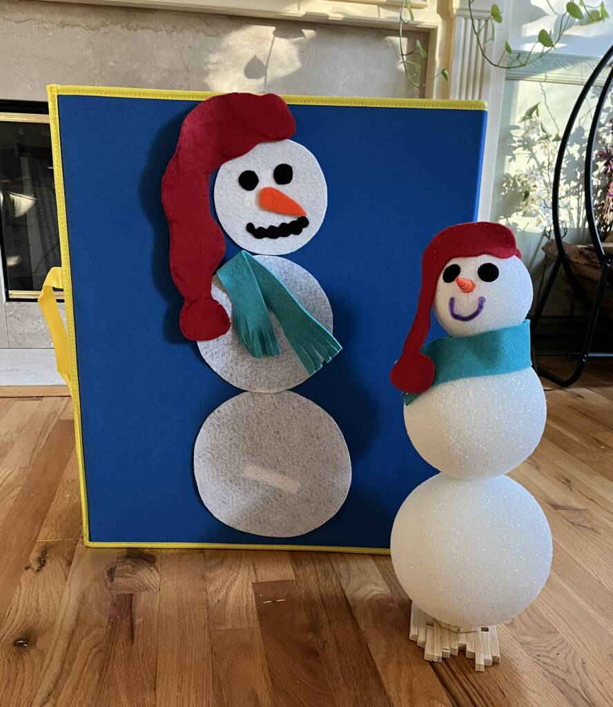 Felt board snowman  and a styrofoam snowman.