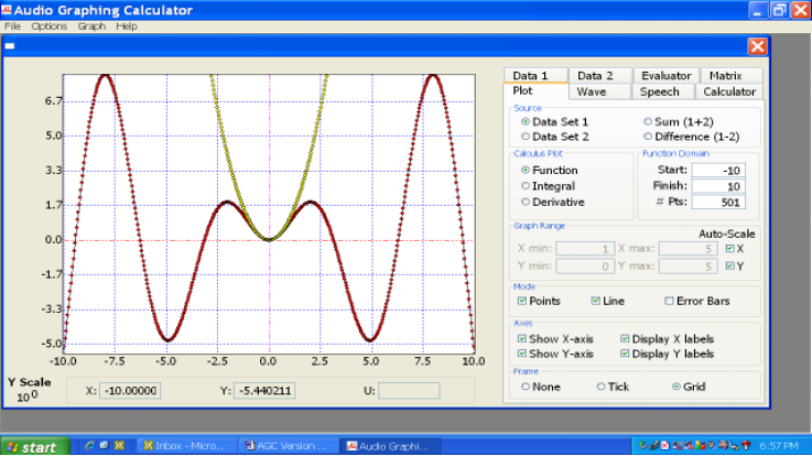 Screenshot of the Audio Graphing Calculator