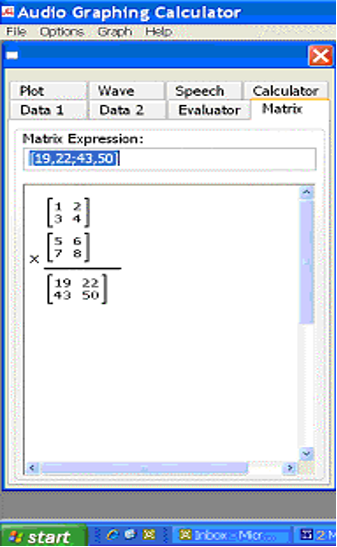 Screenshot of the Audio Graphing Calculator