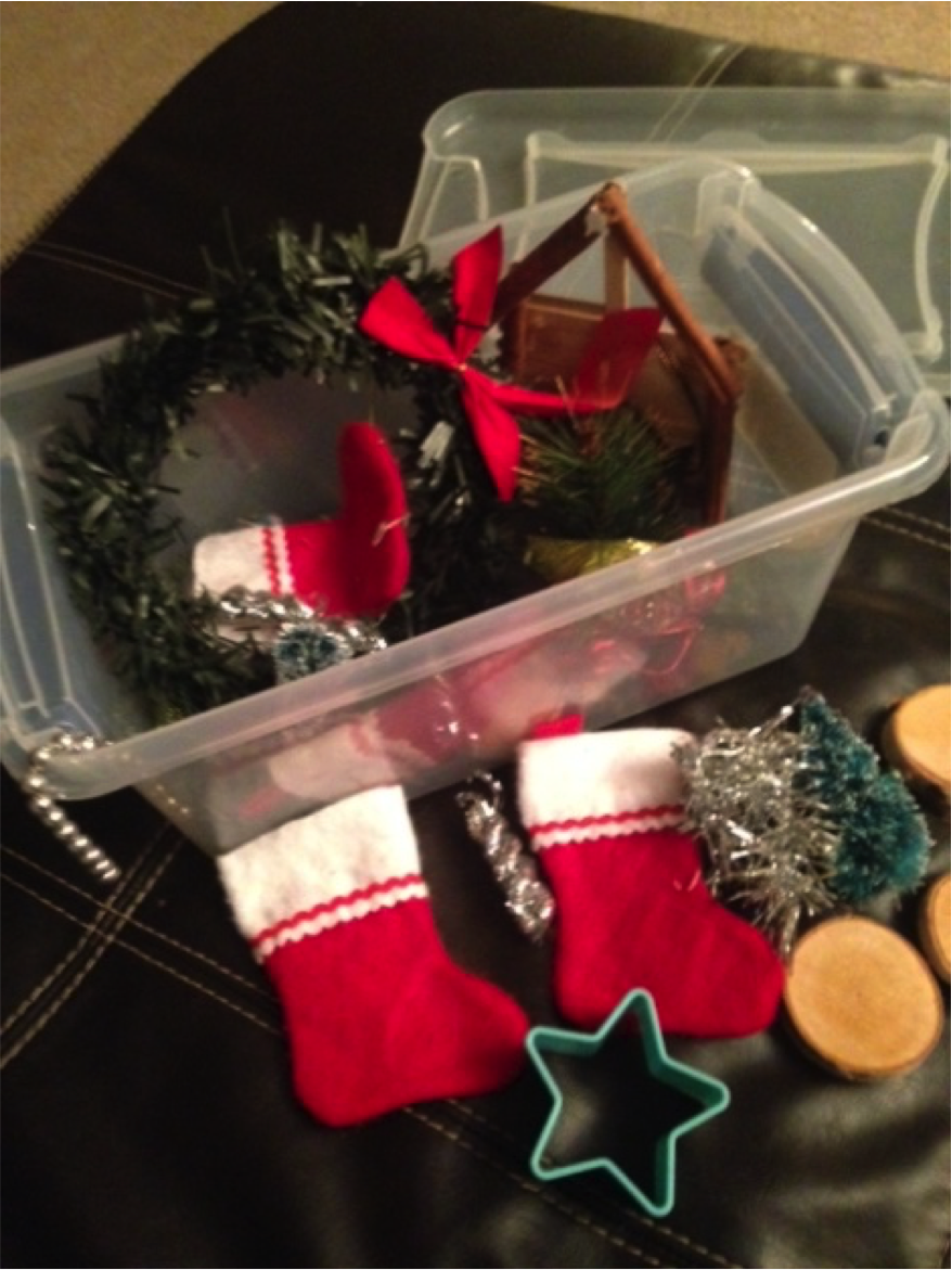 Conversation box with Christmas objects