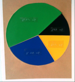 Colored pie chart with braille labels